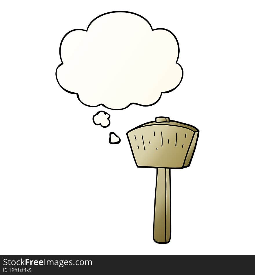 Cartoon Mallet And Thought Bubble In Smooth Gradient Style