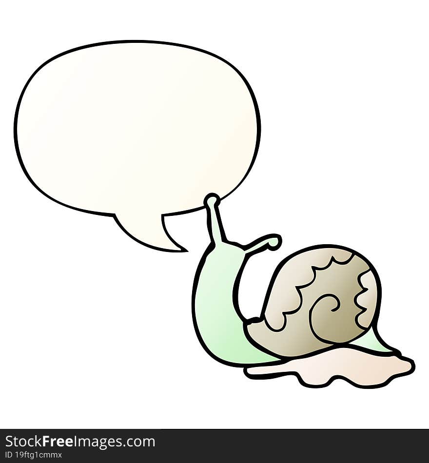 cartoon snail with speech bubble in smooth gradient style