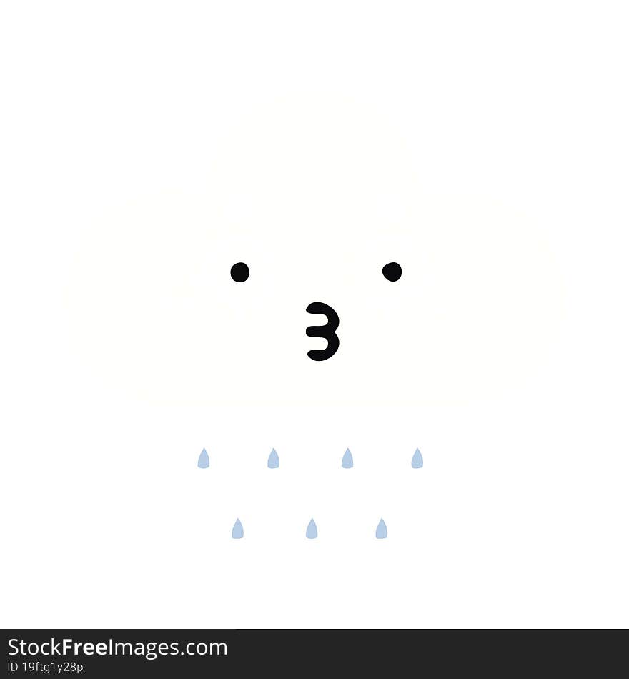 flat color retro cartoon of a rain cloud