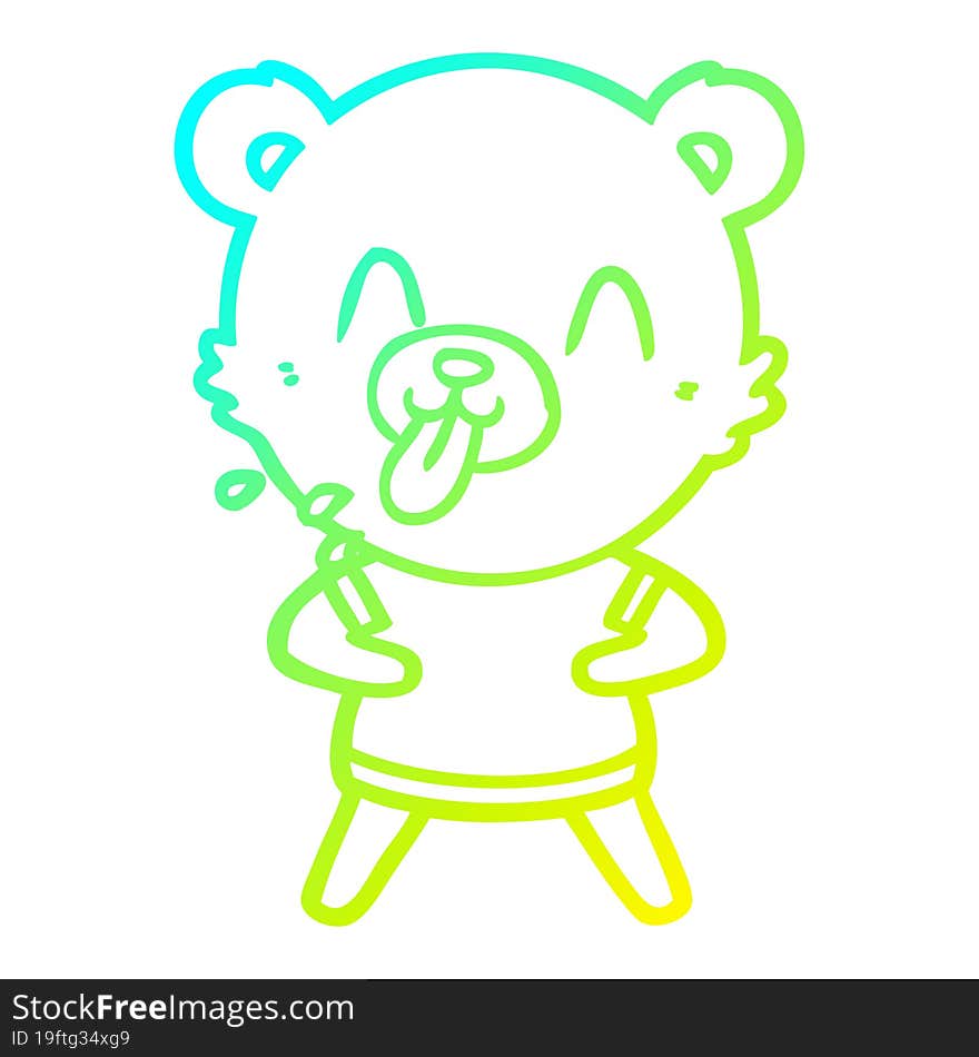 cold gradient line drawing rude cartoon bear