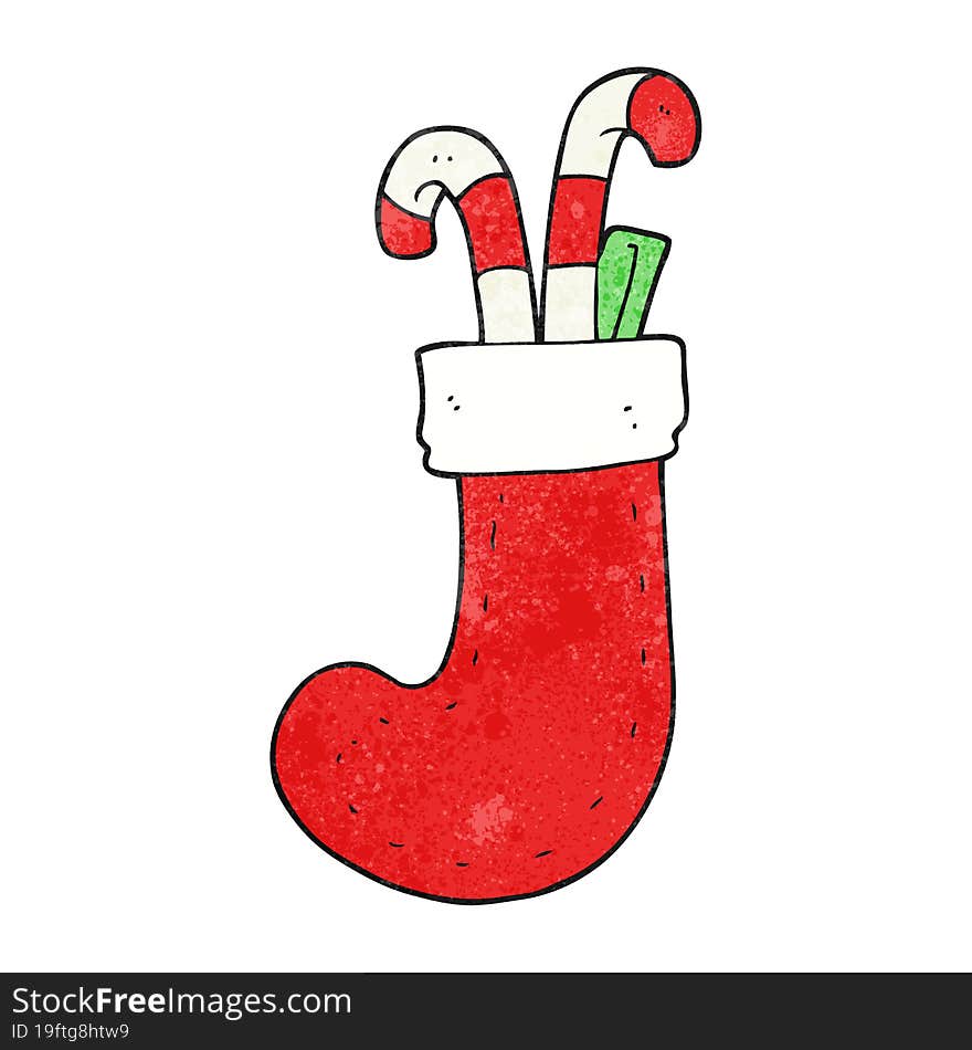 freehand textured cartoon christmas stocking