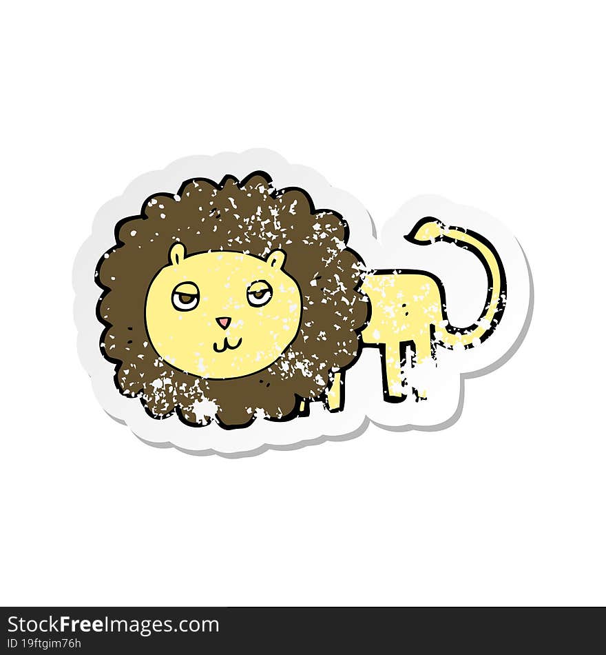 retro distressed sticker of a cartoon lion