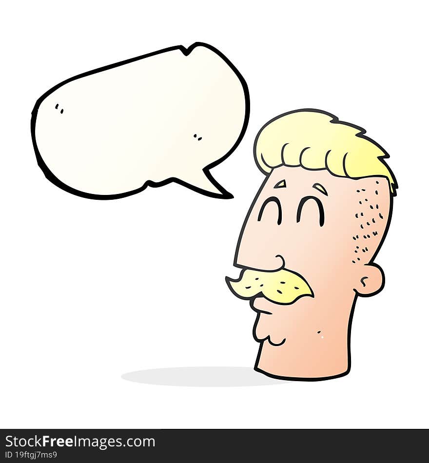 freehand drawn speech bubble cartoon man with hipster hair cut