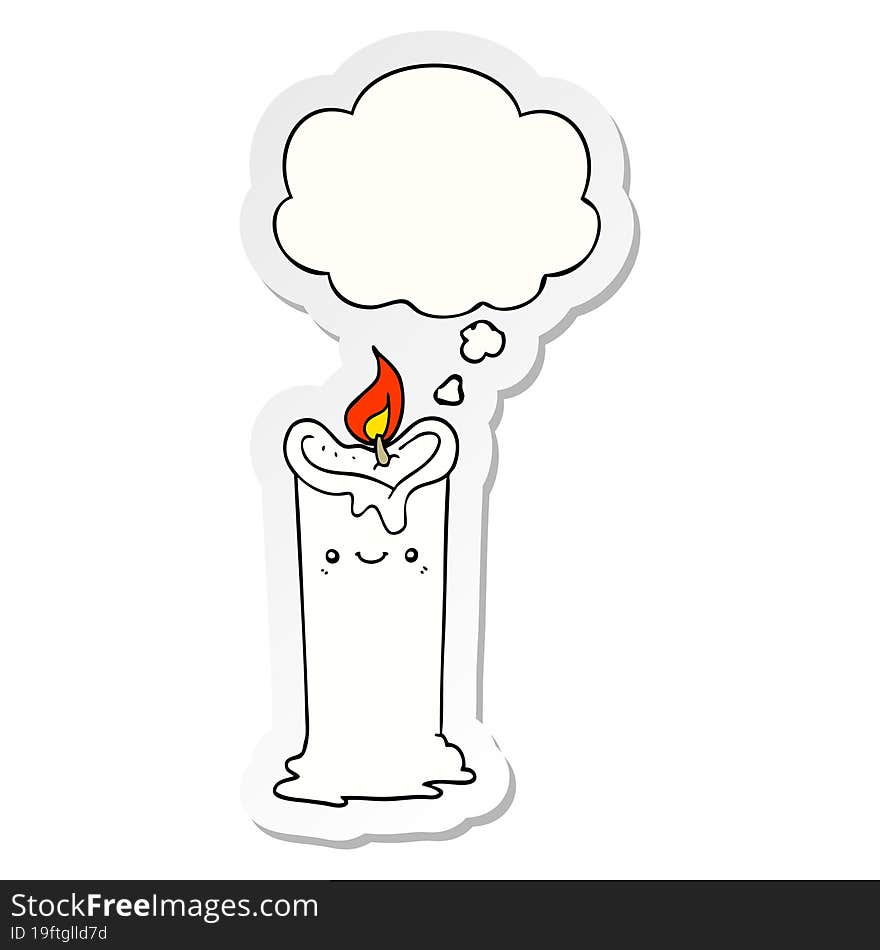 cartoon candle and thought bubble as a printed sticker