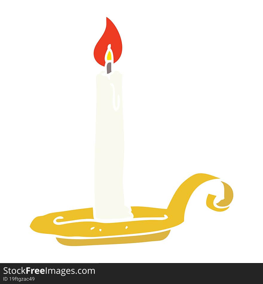 flat color illustration of a cartoon candle burning