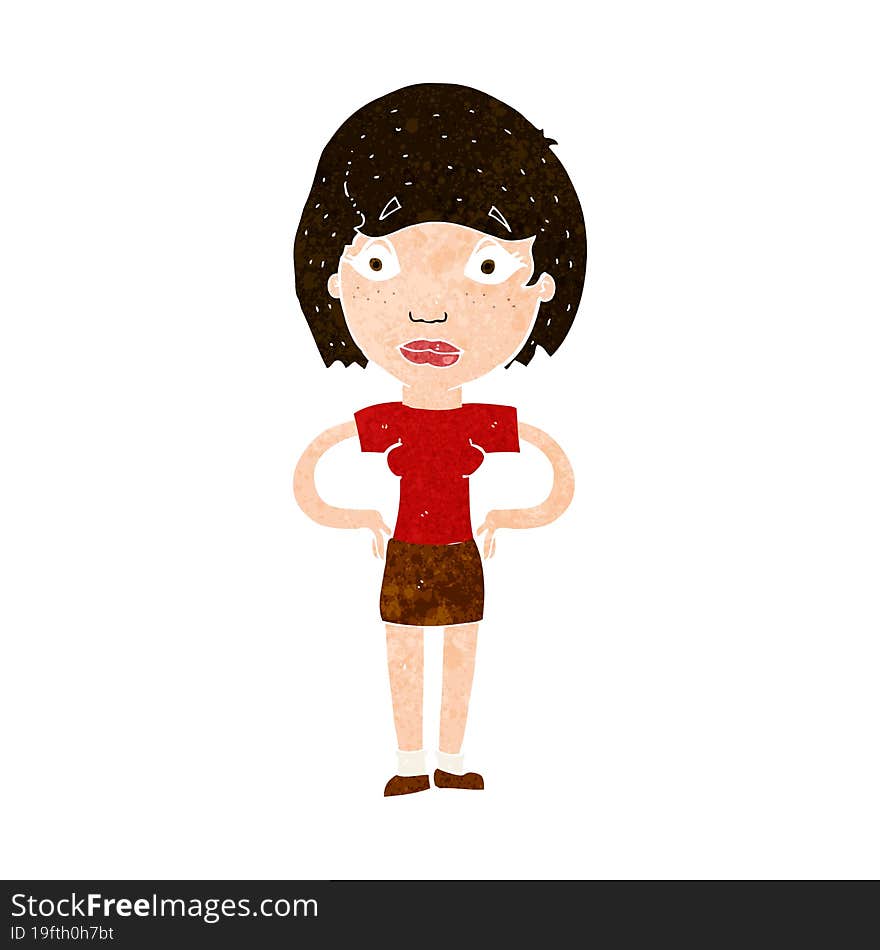 cartoon worried woman