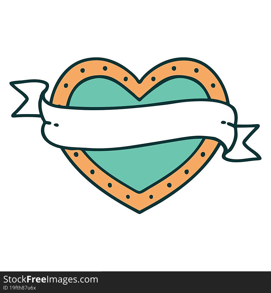 Tattoo Style Icon Of A Heart And Banner