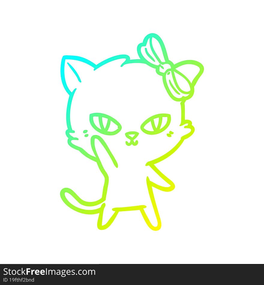 Cold Gradient Line Drawing Cute Cartoon Cat