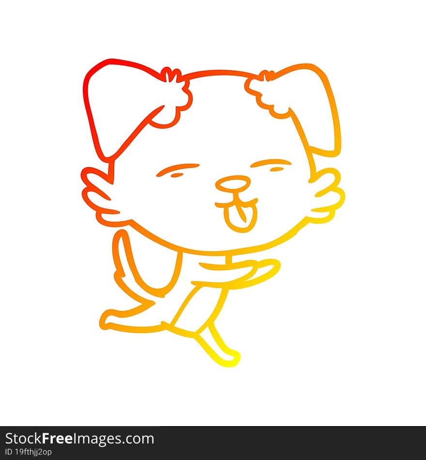 warm gradient line drawing cartoon dog sticking out tongue