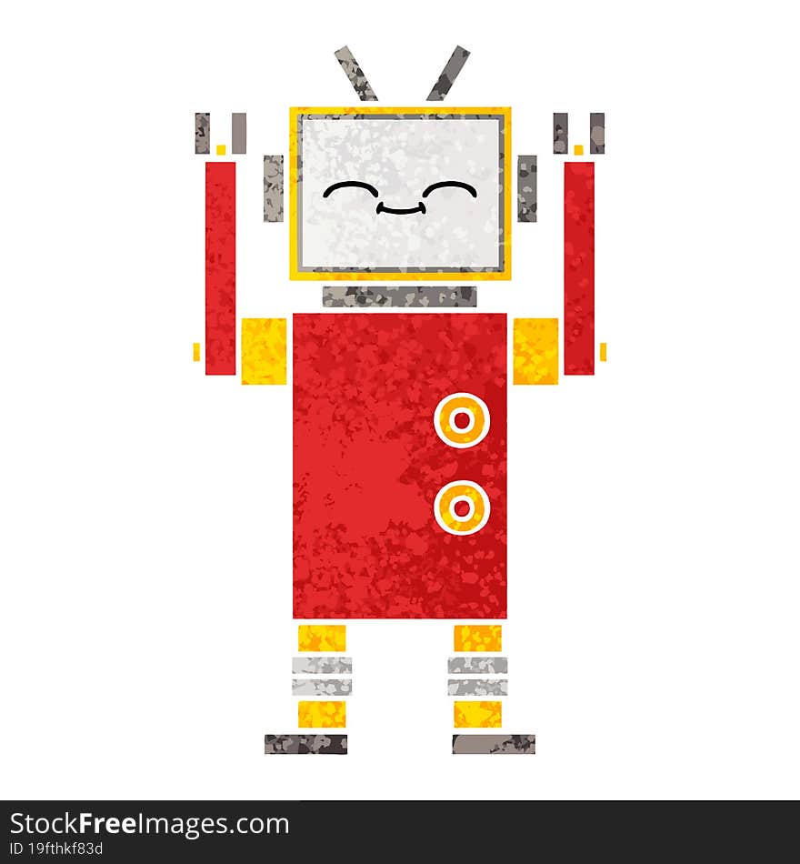 Retro Illustration Style Cartoon Robot