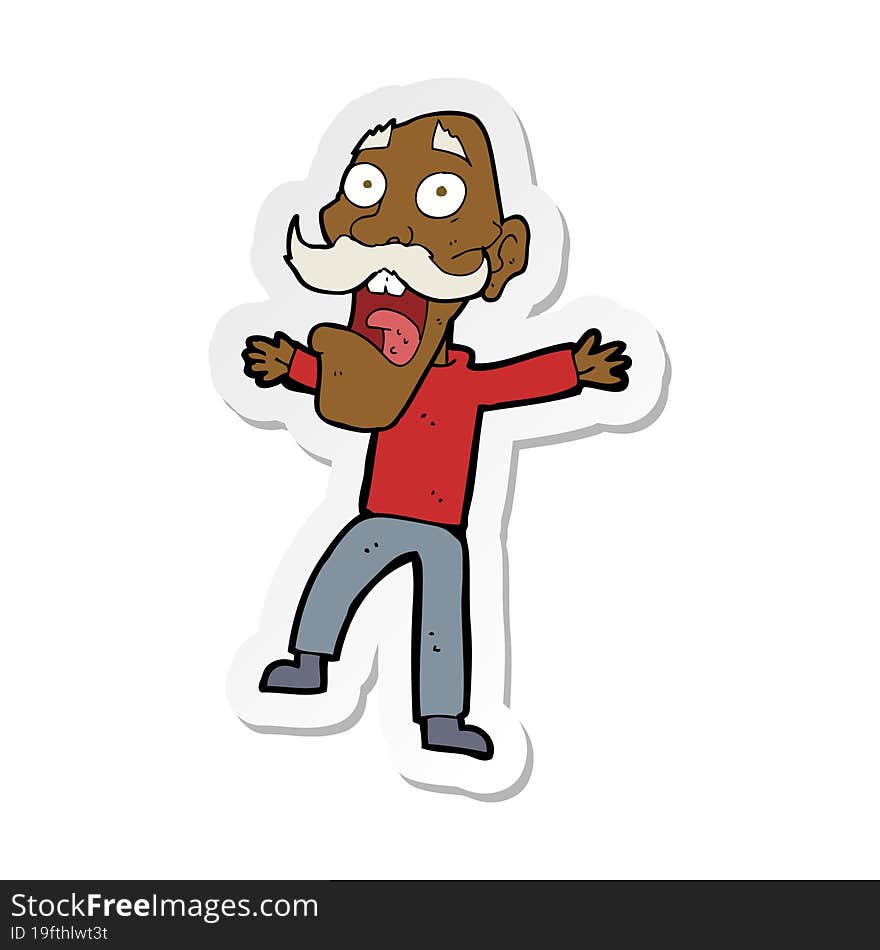 Sticker Of A Cartoon Shocked Old Man