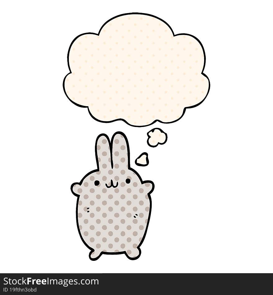 cartoon rabbit with thought bubble in comic book style