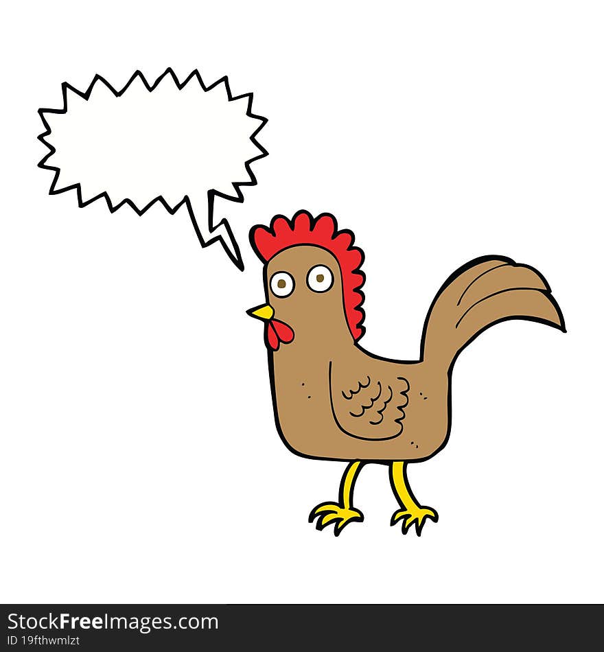 cartoon chicken with speech bubble