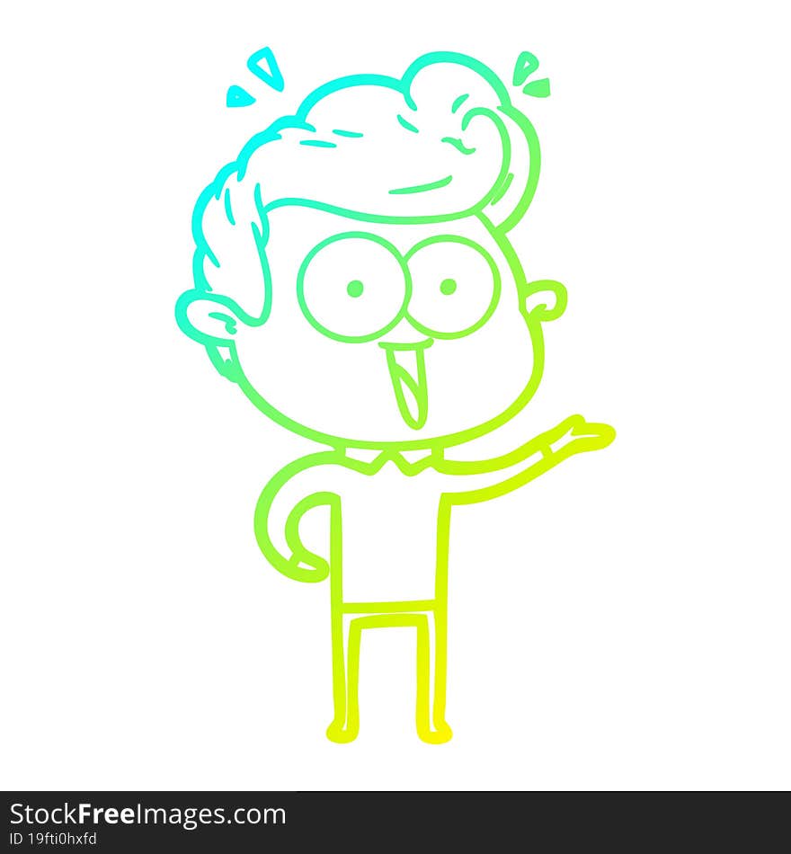 cold gradient line drawing of a cartoon man