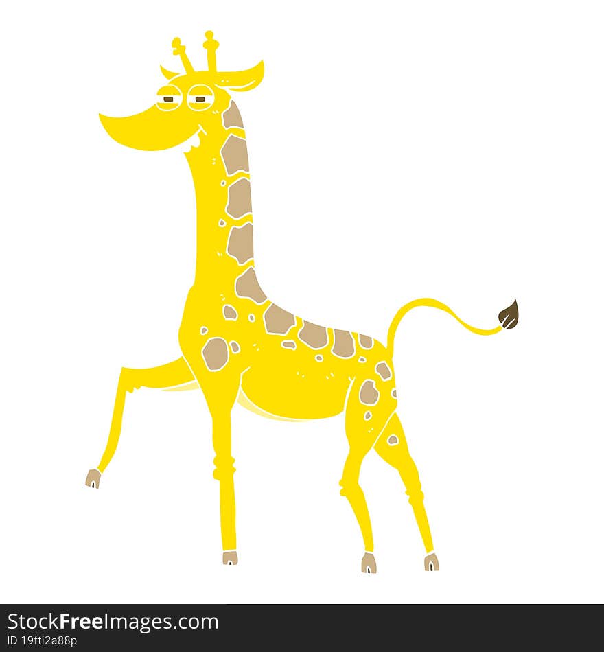 flat color illustration of a cartoon giraffe