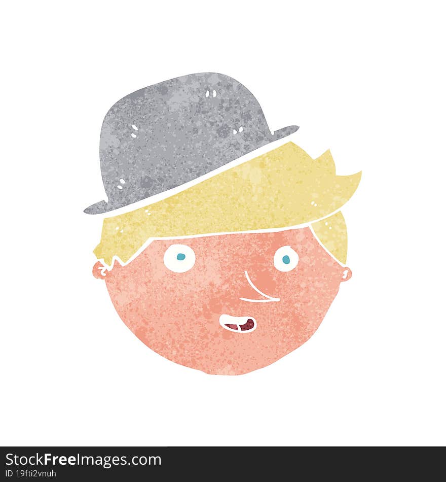 Cartoon Man Wearing Bowler Hat