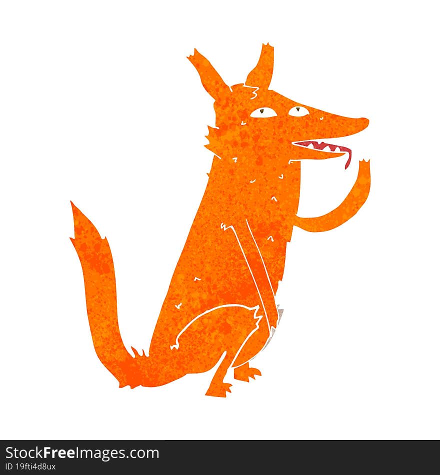 cartoon fox licking paw