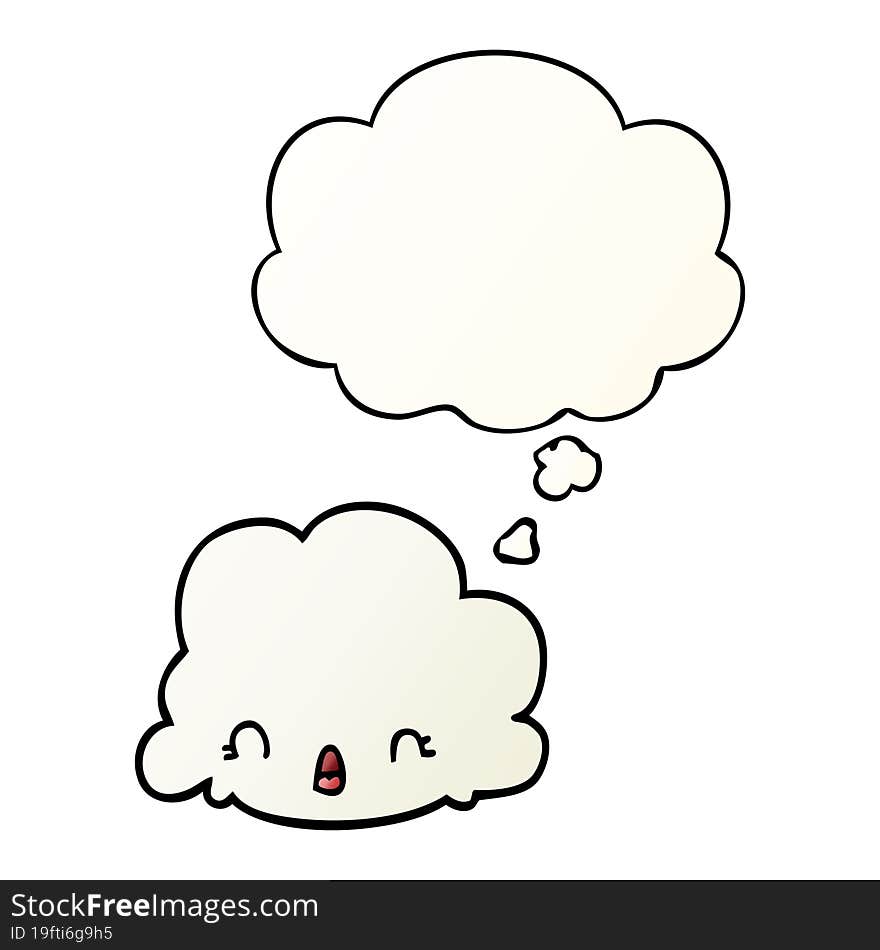 cartoon cloud and thought bubble in smooth gradient style