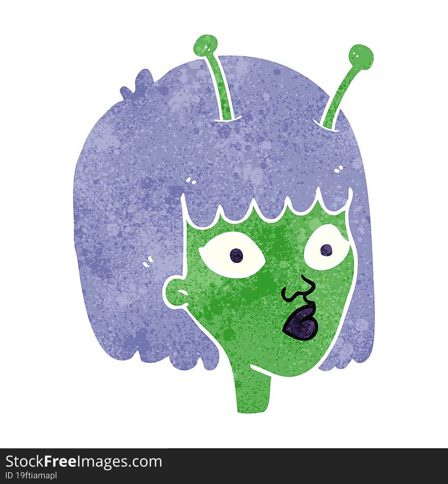 Retro Cartoon Female Alien