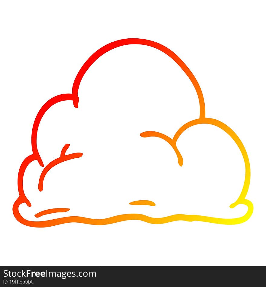 Warm Gradient Line Drawing Cartoon Fluffy White Clouds