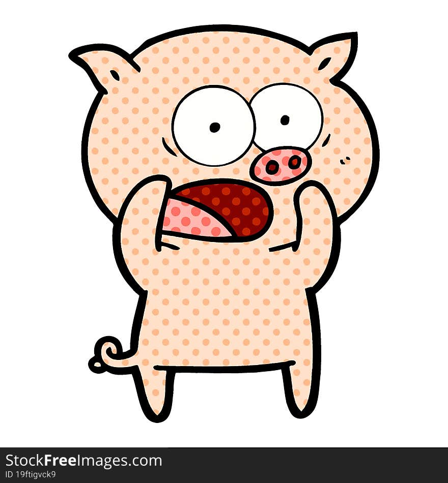 cartoon pig shouting. cartoon pig shouting