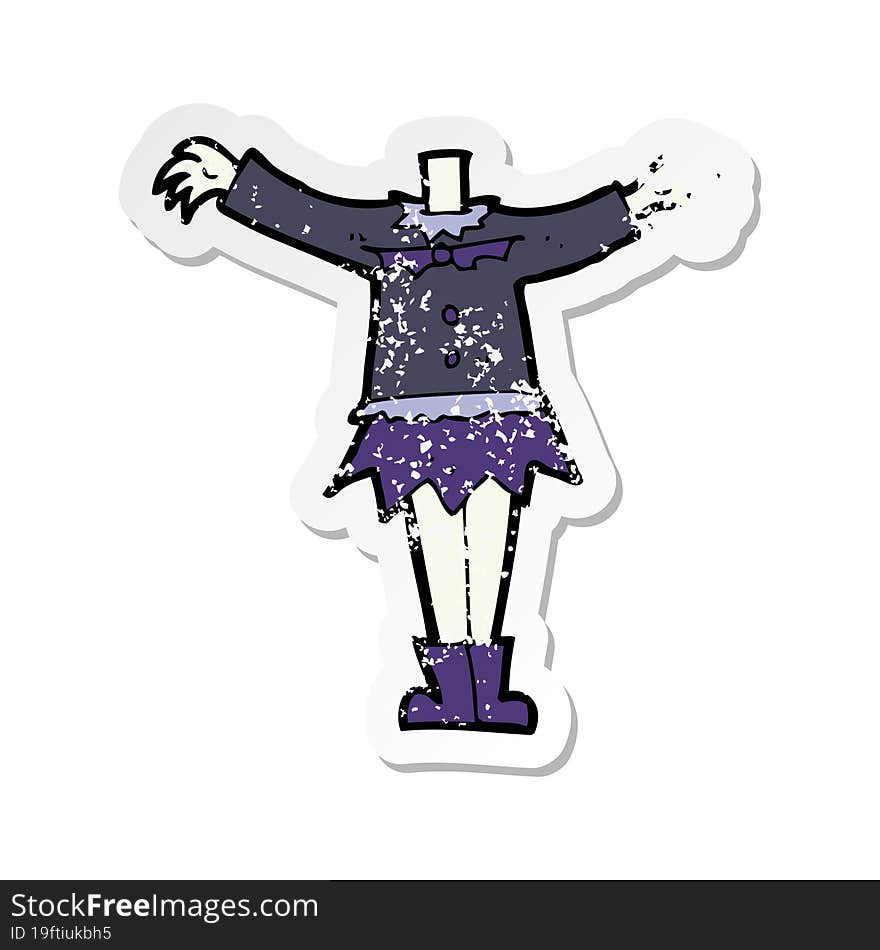 retro distressed sticker of a cartoon female vampire body