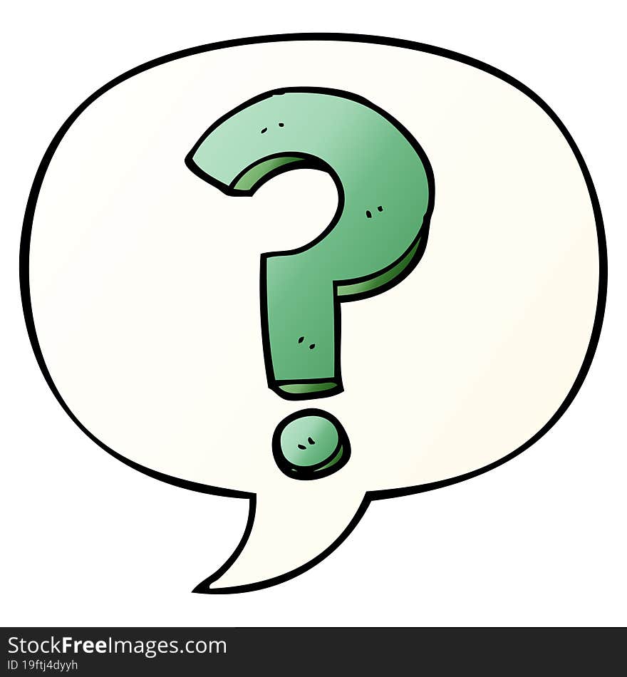 cartoon question mark and speech bubble in smooth gradient style