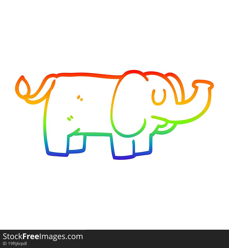 Rainbow Gradient Line Drawing Cartoon Funny Elephant