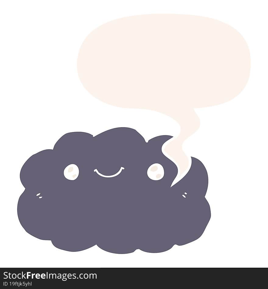 Cartoon Cloud And Speech Bubble In Retro Style