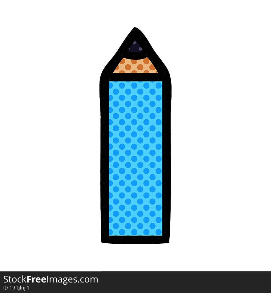 Comic Book Style Cartoon Blue Pencil