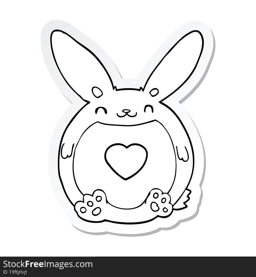 Sticker Of A Cartoon Rabbit With Love Heart