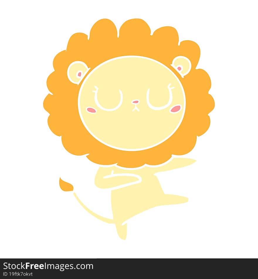 flat color style cartoon lion dancing