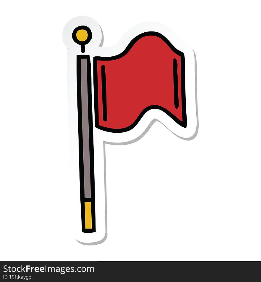 sticker of a cute cartoon red flag