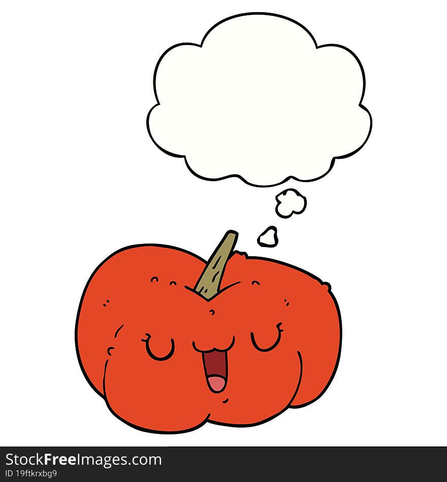 cartoon pumpkin with thought bubble. cartoon pumpkin with thought bubble