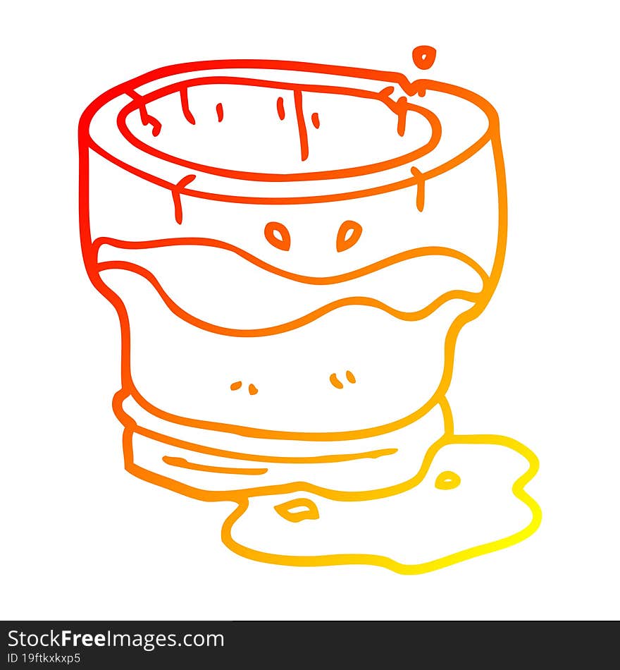 warm gradient line drawing of a cartoon old water glass