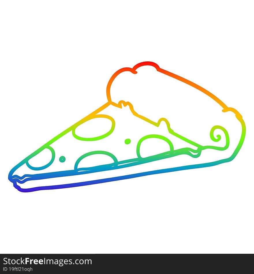 Rainbow Gradient Line Drawing Slice Of Pizza