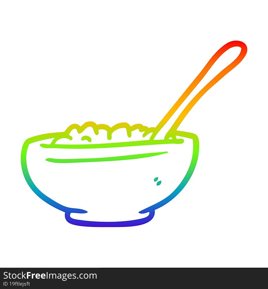 Rainbow Gradient Line Drawing Bowl Of Rice