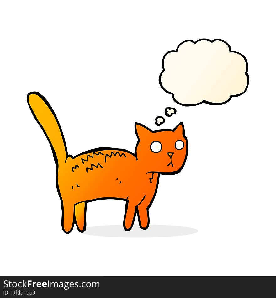 Cartoon Frightened Cat With Thought Bubble