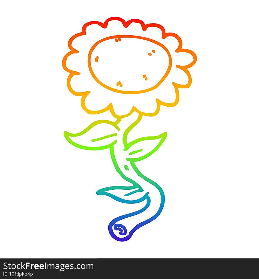 rainbow gradient line drawing cartoon sunflower