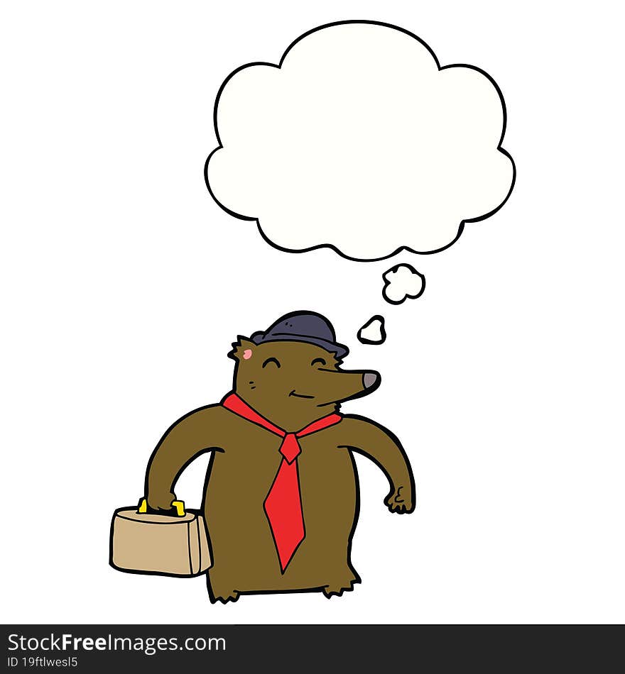 cartoon business bear and thought bubble