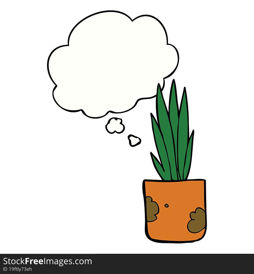 cartoon house plant and thought bubble