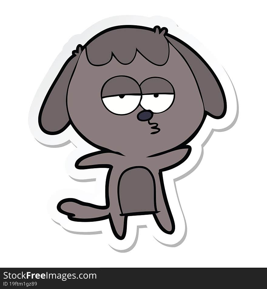 sticker of a cartoon bored dog