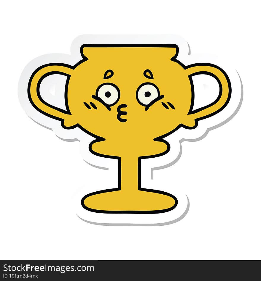 sticker of a cute cartoon trophy