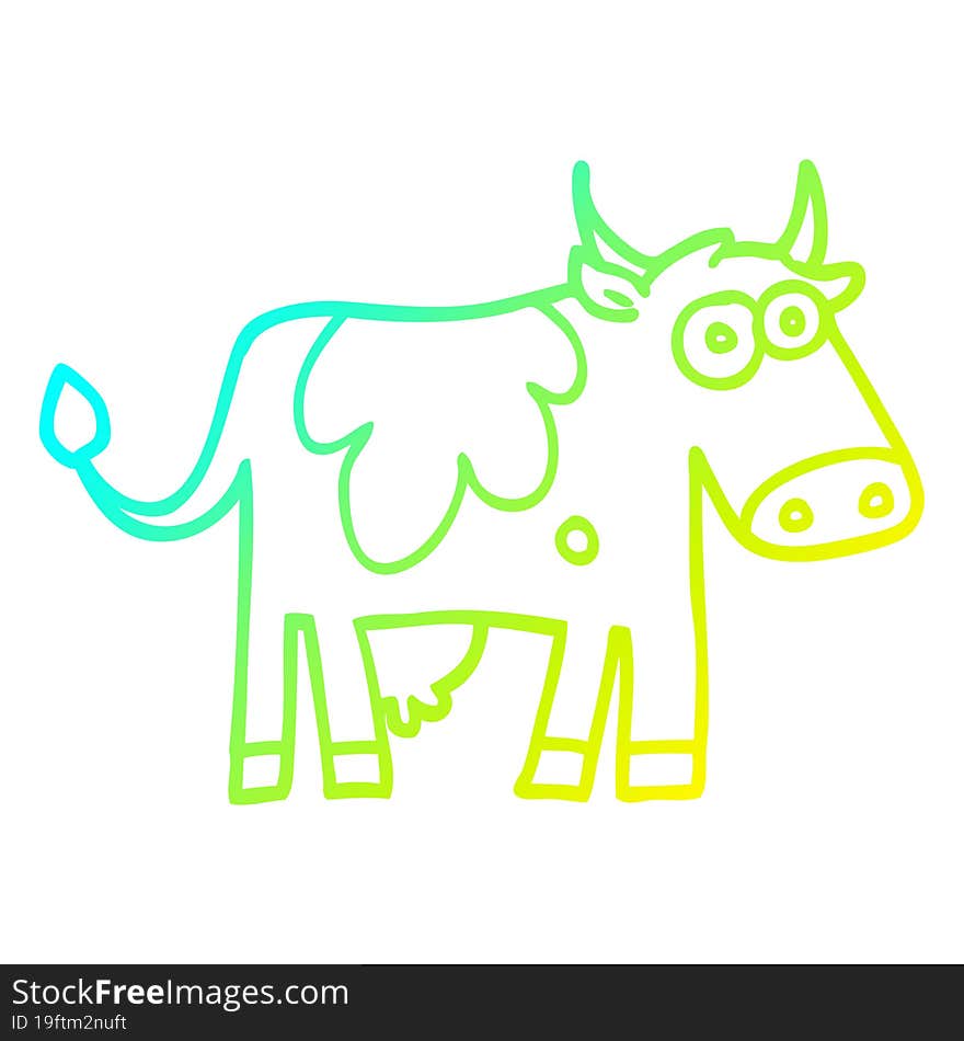 cold gradient line drawing cartoon farm cow