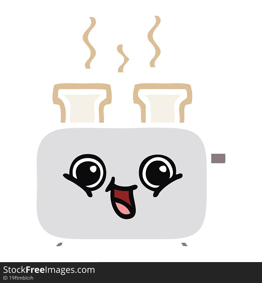 flat color retro cartoon of a toaster