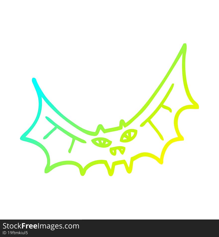 Cold Gradient Line Drawing Cartoon Bat