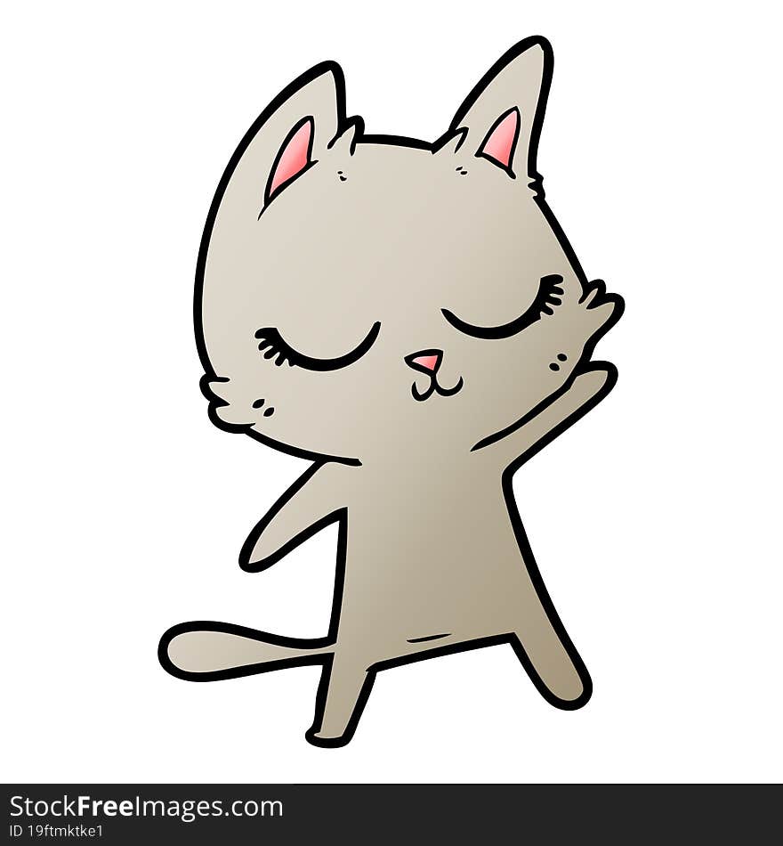 calm cartoon cat waving. calm cartoon cat waving