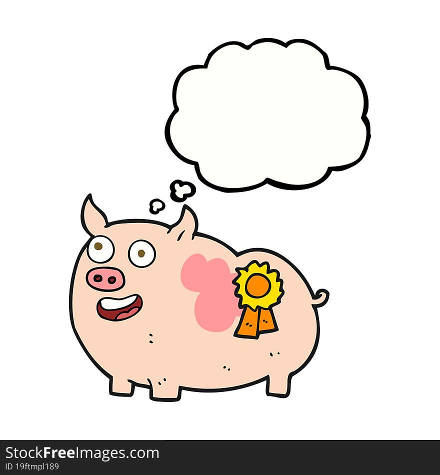 thought bubble cartoon prize winning pig