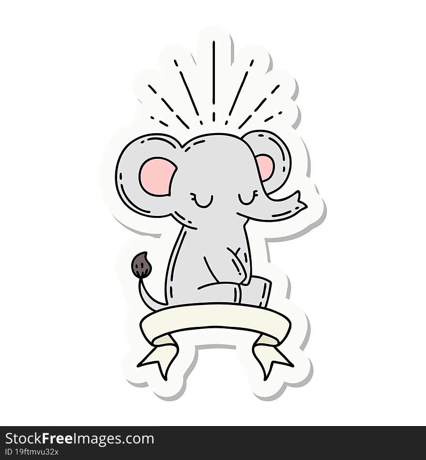 sticker of tattoo style cute elephant