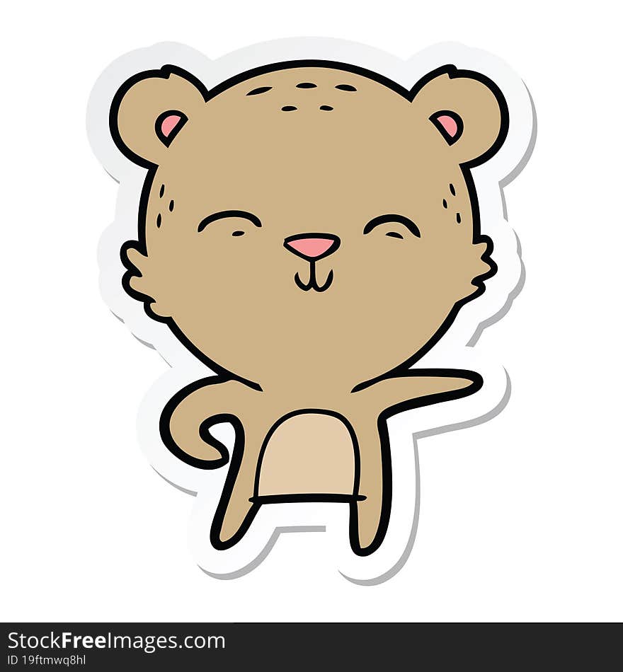 sticker of a happy cartoon bear